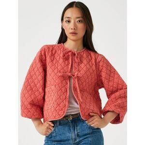 SEVENTY + MOCHI Sz XS Aria Quilted Applique Heart Jacket Mineral Red